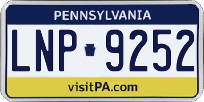 PA license plate LNP9252