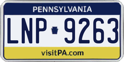 PA license plate LNP9263