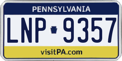 PA license plate LNP9357