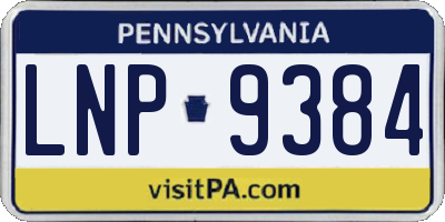 PA license plate LNP9384