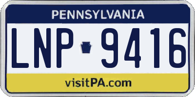 PA license plate LNP9416
