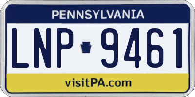 PA license plate LNP9461
