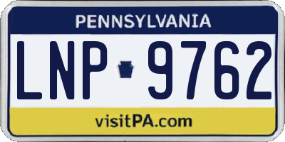 PA license plate LNP9762