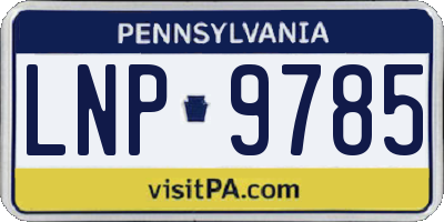PA license plate LNP9785