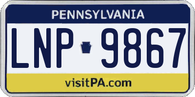 PA license plate LNP9867