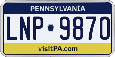PA license plate LNP9870