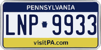PA license plate LNP9933