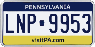 PA license plate LNP9953
