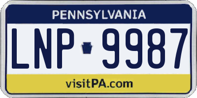 PA license plate LNP9987