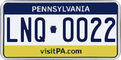 PA license plate LNQ0022