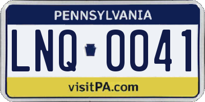 PA license plate LNQ0041