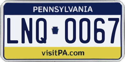 PA license plate LNQ0067