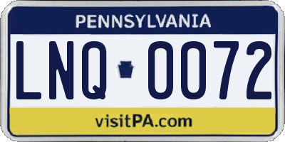 PA license plate LNQ0072