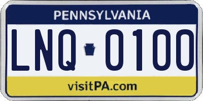 PA license plate LNQ0100