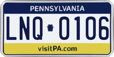 PA license plate LNQ0106