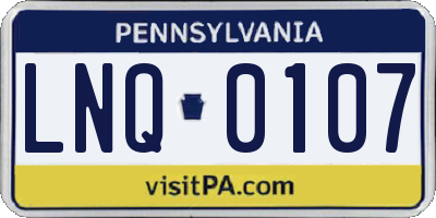 PA license plate LNQ0107