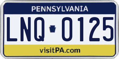 PA license plate LNQ0125