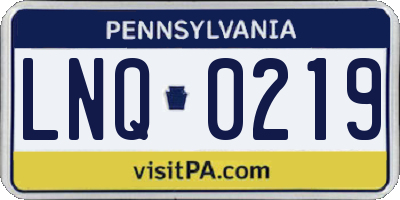 PA license plate LNQ0219