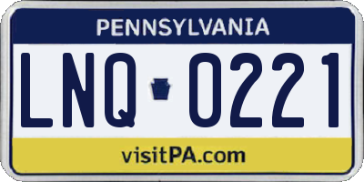 PA license plate LNQ0221