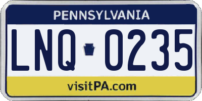 PA license plate LNQ0235