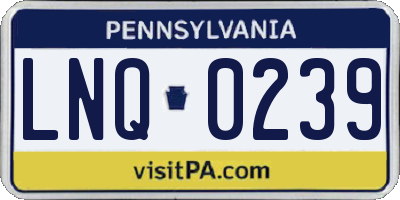PA license plate LNQ0239