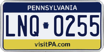 PA license plate LNQ0255