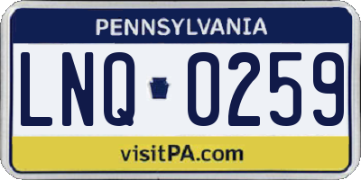 PA license plate LNQ0259