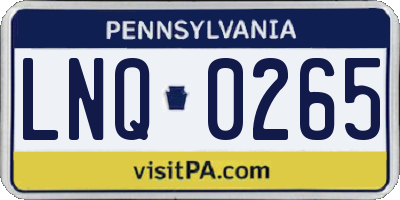 PA license plate LNQ0265