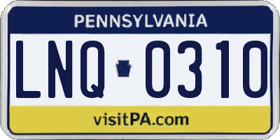 PA license plate LNQ0310