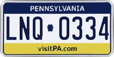 PA license plate LNQ0334