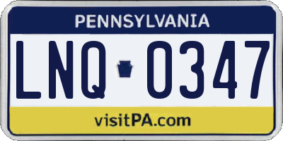 PA license plate LNQ0347