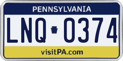 PA license plate LNQ0374