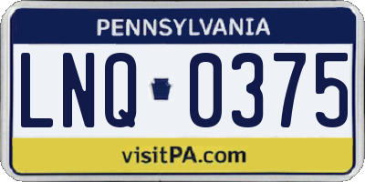 PA license plate LNQ0375