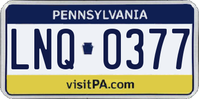 PA license plate LNQ0377