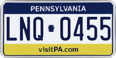 PA license plate LNQ0455