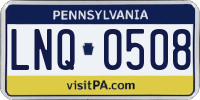 PA license plate LNQ0508