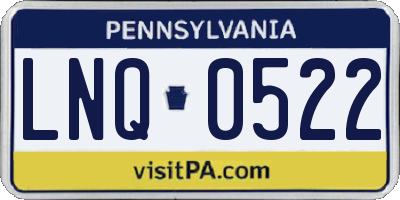 PA license plate LNQ0522