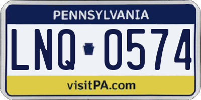 PA license plate LNQ0574