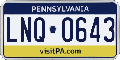 PA license plate LNQ0643