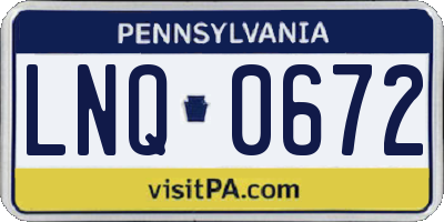 PA license plate LNQ0672
