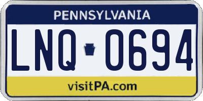 PA license plate LNQ0694