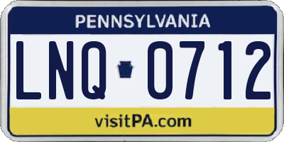 PA license plate LNQ0712