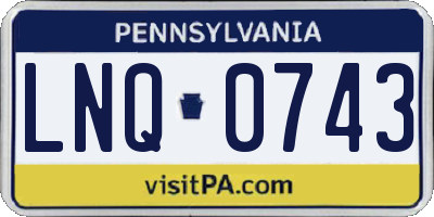 PA license plate LNQ0743