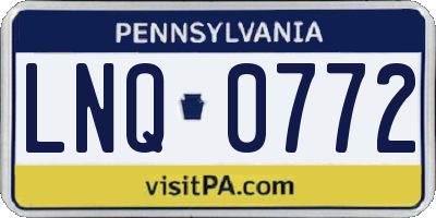 PA license plate LNQ0772