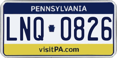 PA license plate LNQ0826