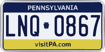PA license plate LNQ0867