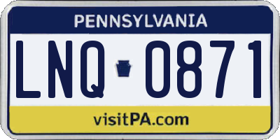 PA license plate LNQ0871