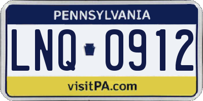 PA license plate LNQ0912