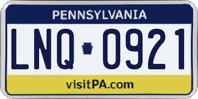 PA license plate LNQ0921