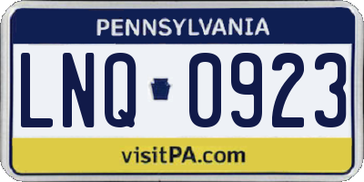 PA license plate LNQ0923